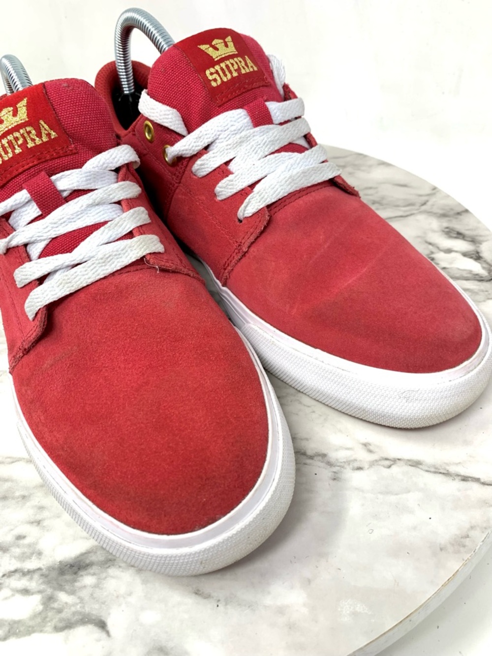 Supra Stacks II Vulc Red Nubuck/Canvas Low-Top Skate Sneakers 8 Mens Sporty Punk - Picture 9 of 16